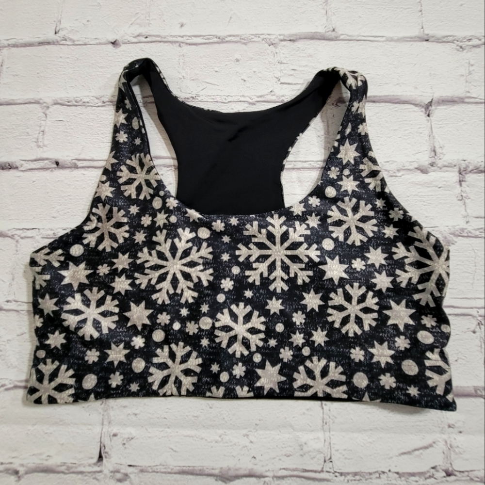 Terez Hi-Shine Sports Bra XL Snowflakes